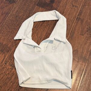 Elegant White Ribbed Crop Top